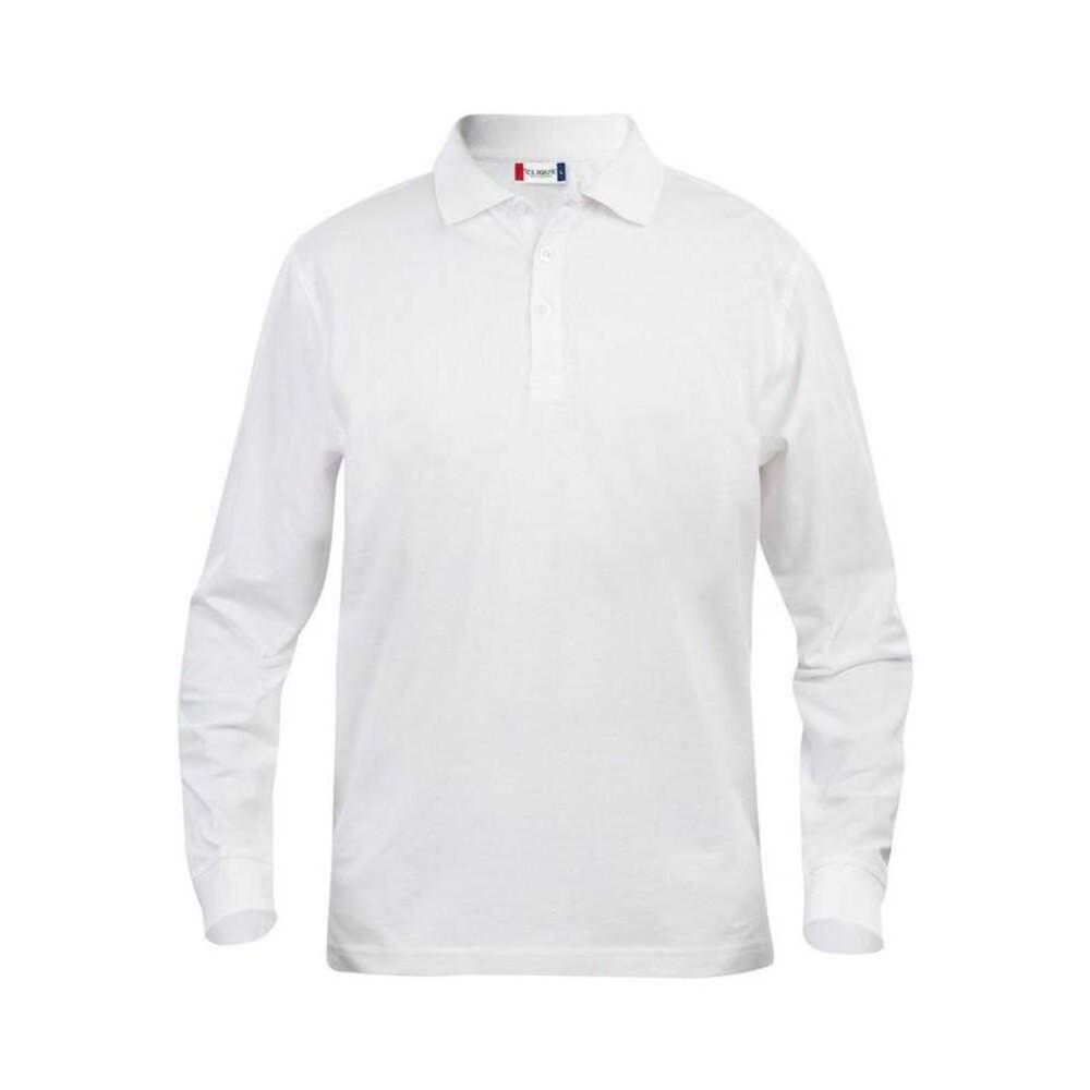 Clique Mens Classic Lincoln Long-Sleeved Polo Shirt / White